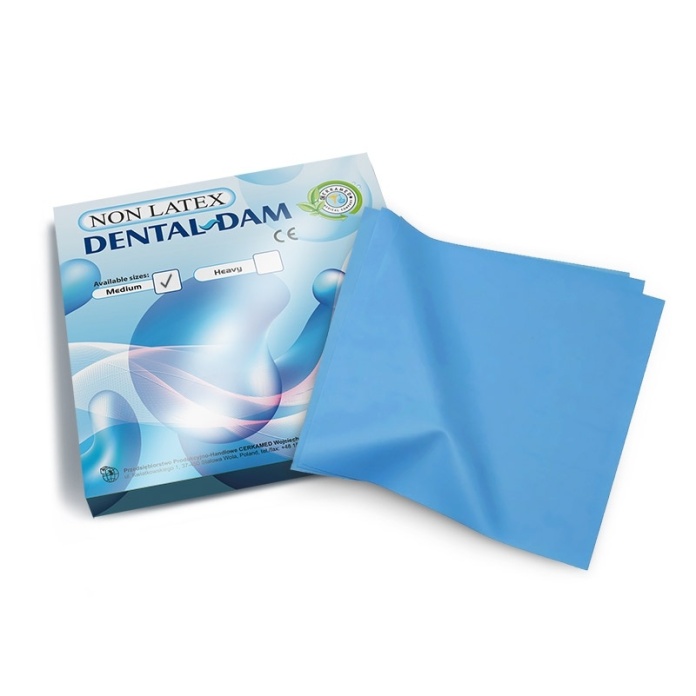 Koferdam bezlateksowy CERKAMED Dental-Dam Non-Latex - średni niebieski